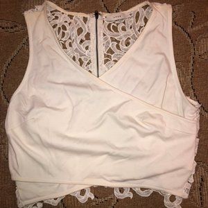 White Crisscross Lace Back Crop Top
